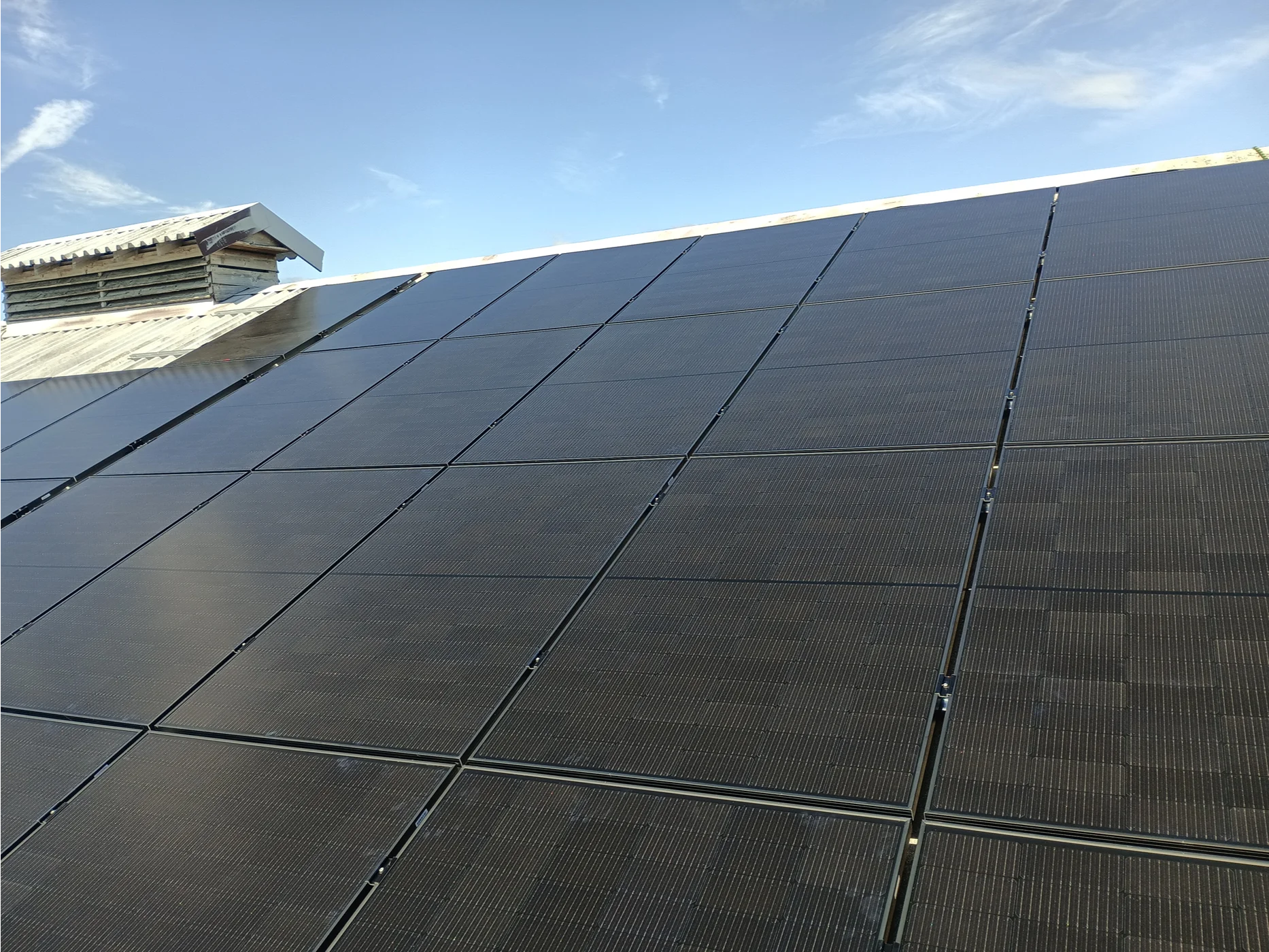Solar panel array installed on roof