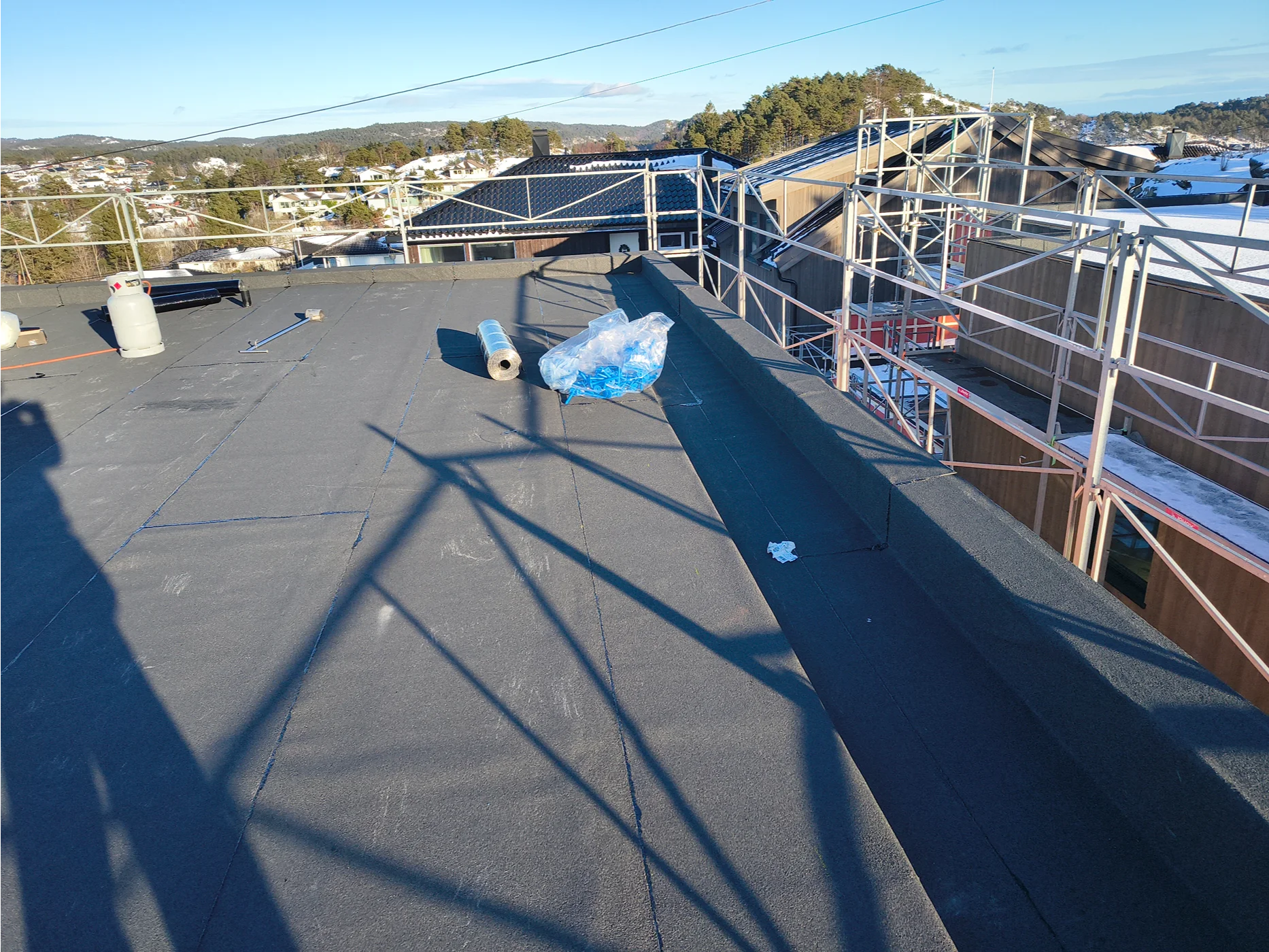 Rooftop waterproofing membrane installation project