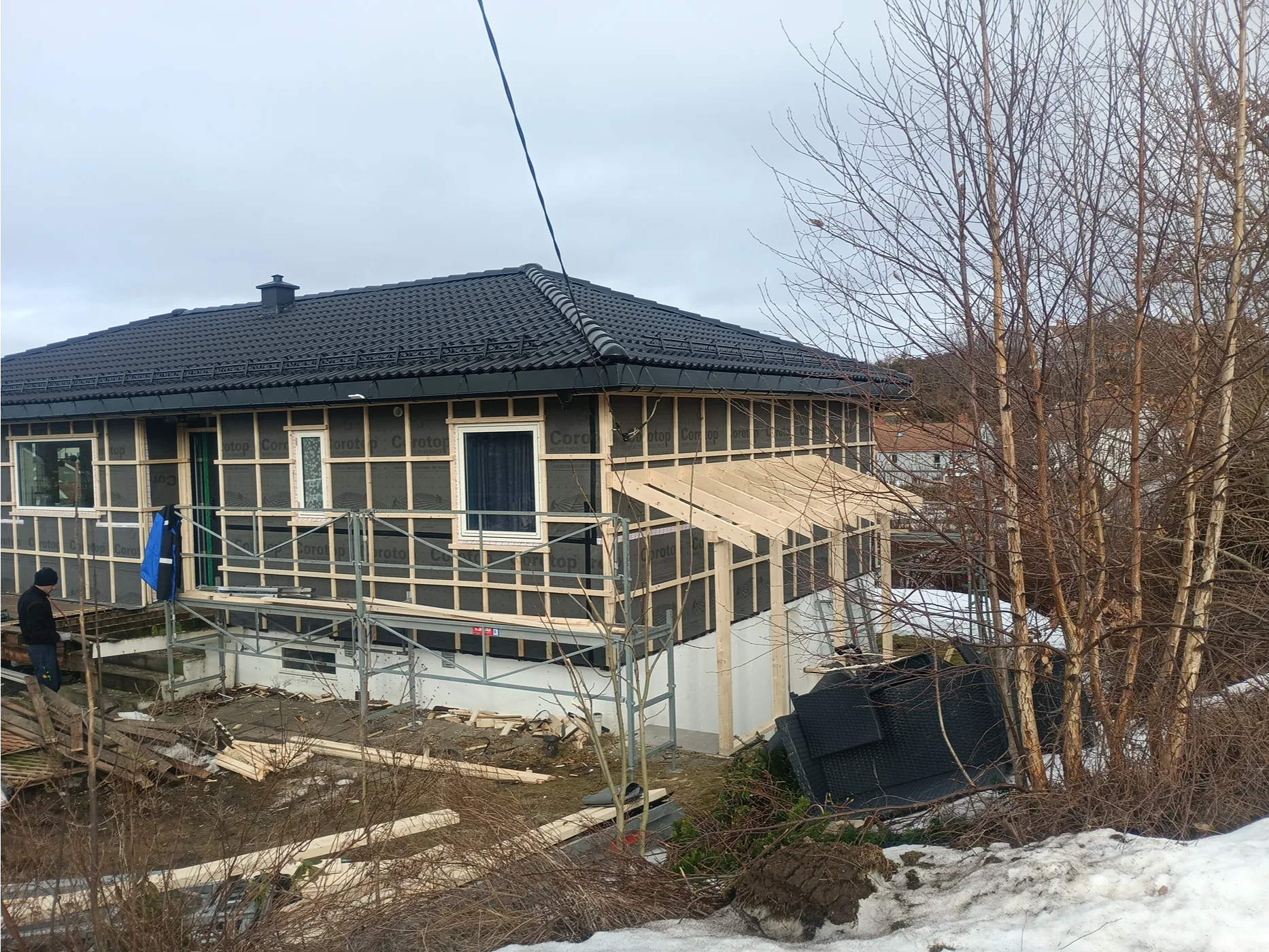 Residential construction project with steel framing
