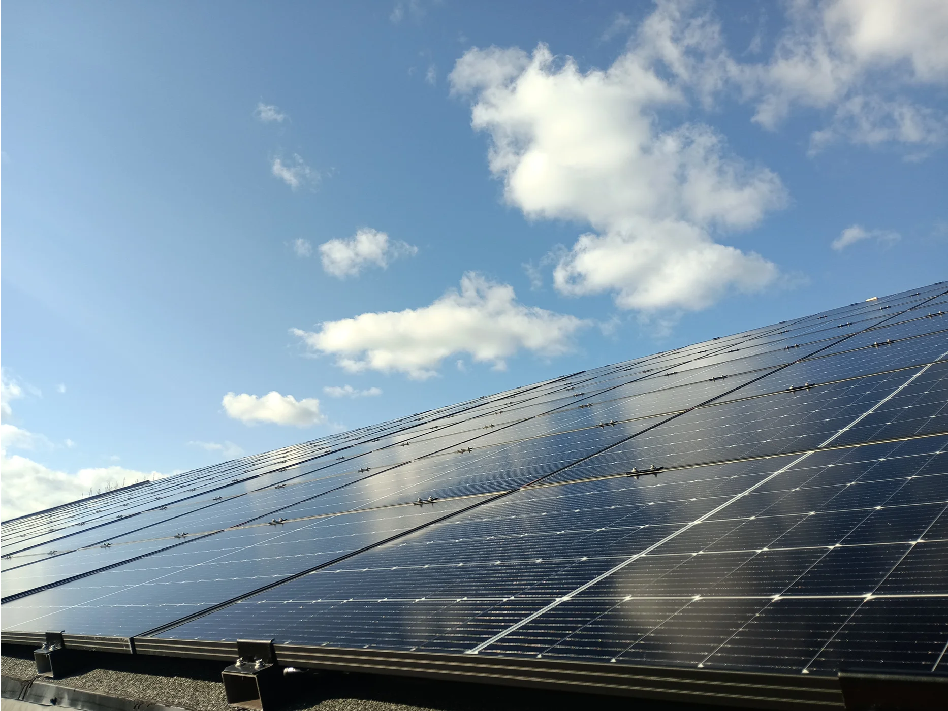 Solar panel installation on building roof